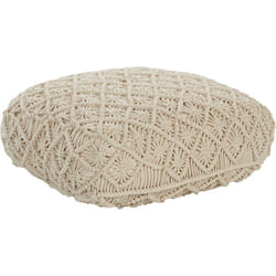 Coussin de Siège de Sol en Coton Carré à Motif Macramé 50 cm Beige Berrechid