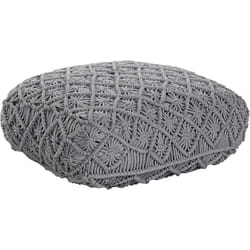 Coussin de Siège de Sol en Coton Carré à Motif Macramé 50 cm Gris Berrechid