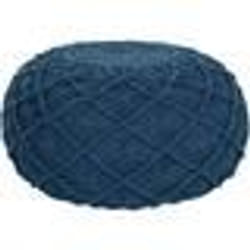 Pouf en coton - BELIANI - BERKANE - Bleu - Contemporain - Design - Bois - Panneaux de particules