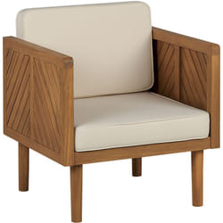 Beliani - Fauteuil de jardin Beige Clair en Bois d'Acacia avec Coussin Taie Déhoussable Baratti