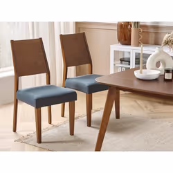 Chaises de salle à manger en bois foncé - BELIANI - ELMIRA - Vintage - 2 places - Tissu