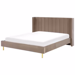 Lit double en velours taupe 180 x 200 cm VILLETTE