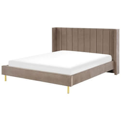 Lit double en velours taupe 180 x 200 cm VILLETTE