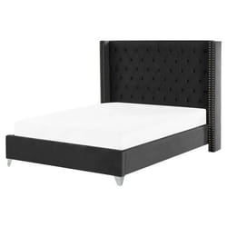 Lit double en velours noir 160 x 200 cm LUBBON