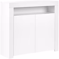 Buffet à LED. Doté d'un meuble à deux portes et de quatre étagères, ce buffet sera l'accessoire parfait pour tout espace de v ...