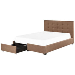 Lit double en tissu marron avec coffre 180 x 200 cm LA ROCHELLE