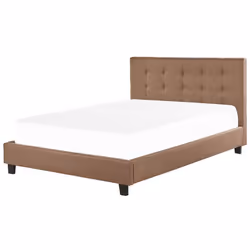 Lit double en tissu marron 180 x 200 cm LA ROCHELLE
