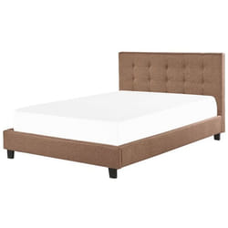 Lit double en tissu marron 180 x 200 cm LA ROCHELLE