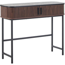 Console Moderne à Portes Coulissantes Contours Planchettes Bois Sombre Rétro Jose