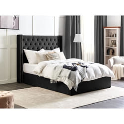 Lit avec coffre en velours noir 140 x 200 cm LUBBON - BELIANI - Classique - Intemporel - A lattes - 2 places