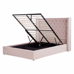 Lit avec coffre en velours rose 140 x 200 cm LUBBON