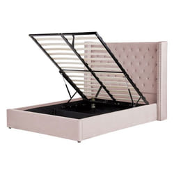 Lit avec coffre en velours rose 140 x 200 cm LUBBON