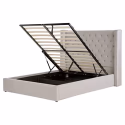 Lit avec coffre en velours gris clair 160 x 200 cm LUBBON