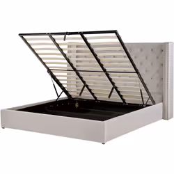 Lit avec rangement sous le sommier. Ajoutez une touche de glamour à votre chambre à coucher avec cet élégant cadre de lit. La ...