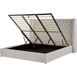 Lit avec Rangement 180 x 200 cm en Velours Gris Clair Tête de Lit Capitonnée Lubbon