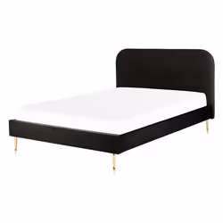 Lit double en velours noir 140 x 200 cm FLAYAT