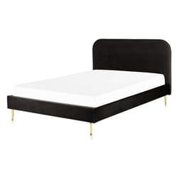 Lit double en velours noir 140 x 200 cm FLAYAT