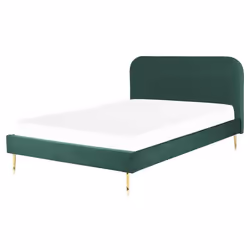 Lit double en velours vert 160 x 200 cm FLAYAT