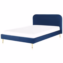 Lit double en velours bleu marine 180 x 200 cm FLAYAT