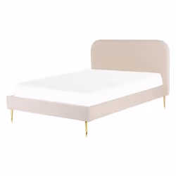 Lit double en velours beige 140 x 200 cm FLAYAT