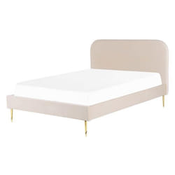 Lit double en velours beige 140 x 200 cm FLAYAT