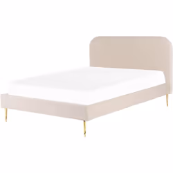 Lit deux places classique. Rehaussez le look de votre chambre avec ce lit rétro et minimaliste. Son revêtement en velours de  ...