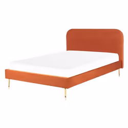 Lit double en velours orange 140 x 200 cm FLAYAT