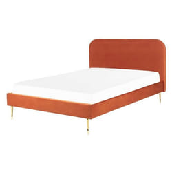 Lit double en velours orange 140 x 200 cm FLAYAT