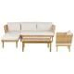 Salon de jardin en bois dacacia CREMONA - BELIANI - 4 places - Coussins blancs