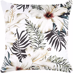 Coussin décoratif. Transformez votre maison en prairie avec ce coussin, qui présente un imprimé avec diverses feuilles et fle ...