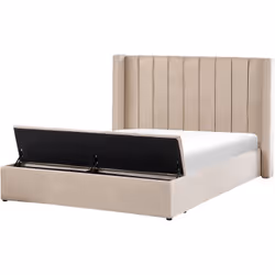 Lit avec rangement. Ce lit tapissé de velours est une véritable pièce maîtresse de toute chambre à coucher moderne et traditi ...
