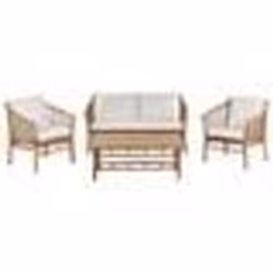 Salon de jardin 4 places en bambou blanc MAGGIORE