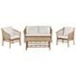 Salon de jardin 4 places en bambou blanc MAGGIORE