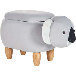 Pouf Animal pour Enfant en Forme de Koala en Velours Gris avec Rangement Coala