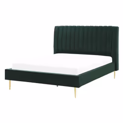 Lit double en velours vert 140 x 200 cm MARVILLE