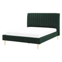 Lit double en velours vert 140 x 200 cm MARVILLE