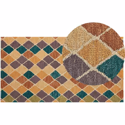 Tapis coloré à motifs géométriques. Ajoutez à votre intérieur une touche de confort et une atmosphère chaleureuse grâce à ce  ...