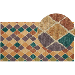 Tapis Moderne en Laine 80 x 150 cm Motifs Géométriques Salon Chambre Couloir Multicolore Keskin