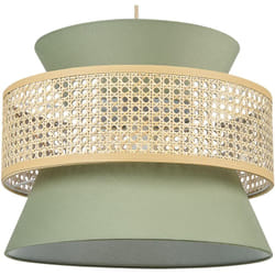 Beliani - Lampe à Suspension Lumière Douce Abat-Jour en Coton Rotin Naturel et Vert Luyano