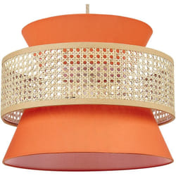 Beliani - Lampe à Suspension Lumière Douce Abat-Jour en Coton Rotin Naturel et Corail Luyano