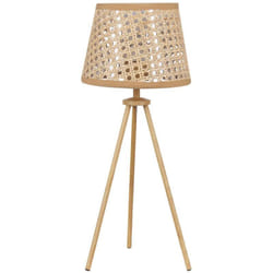 Lampe de Table sur Trépied en Rotin Naturel Abat-Jour Ajouré Lumière Douce Boetica
