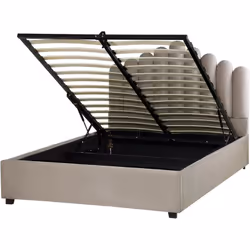 Lit avec rangement sous le sommier. Incorporez un peu de luxe à votre chambre avec ce magnifique lit. Son cadre en bois est e ...