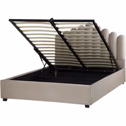 Lit avec rangement sous le sommier. Incorporez un peu de luxe à votre chambre avec ce magnifique lit. Son cadre en bois est e ...