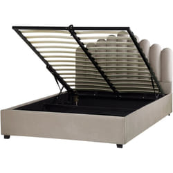 Lit avec Rangement en Velours 160 x 200 cm Haute Tête de Lit Taupe Vincennes