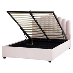 Beliani - Lit avec Rangement en Velours Rose 140 x 200 cm Haute Tête de Lit Glamour Vincennes