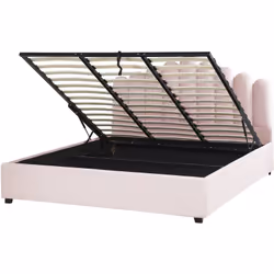Lit avec rangement sous le sommier. Incorporez un peu de luxe à votre chambre avec ce magnifique lit. Son cadre en bois est e ...