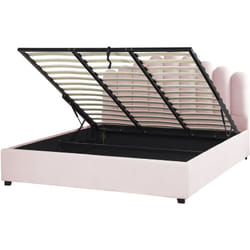 Beliani - Lit avec Rangement en Velours Rose 180 x 200 cm Haute Tête de Lit Glamour Vincennes