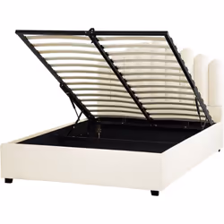 Lit avec rangement sous le sommier. Incorporez un peu de luxe à votre chambre avec ce magnifique lit. Son cadre en bois est e ...