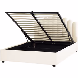 Lit avec rangement sous le sommier. Incorporez un peu de luxe à votre chambre avec ce magnifique lit. Son cadre en bois est e ...