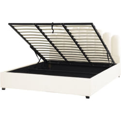 Beliani - Lit avec Rangement en Velours Blanc 180 x 200 cm Haute Tête de Lit Glamour Vincennes